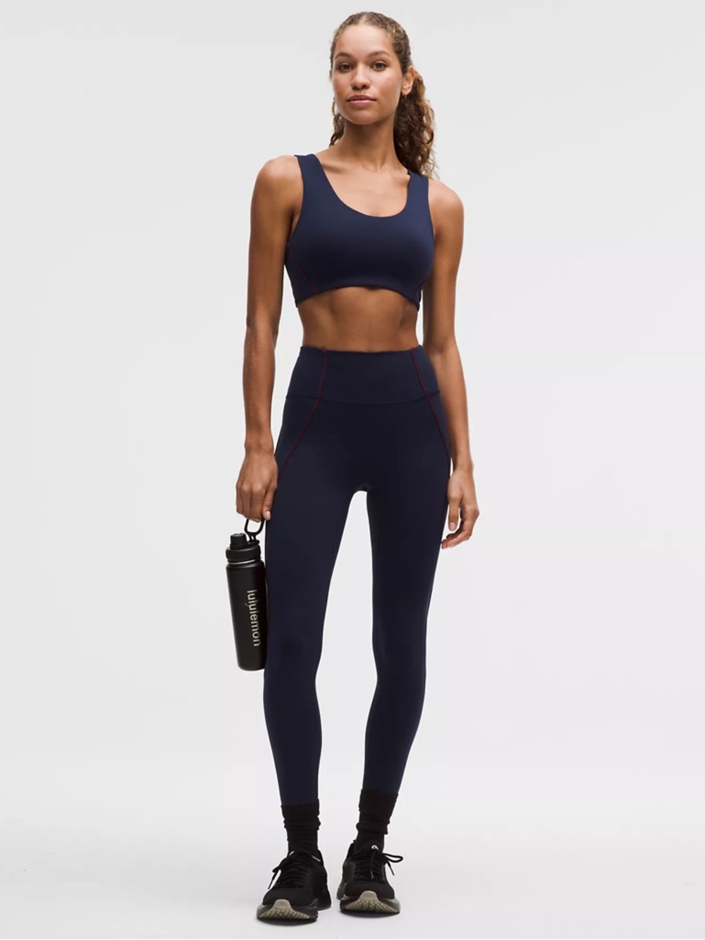 Lululemon Wunder Train No-Line Piped HR Tight 25" True Navy/Burgundy Bay 8